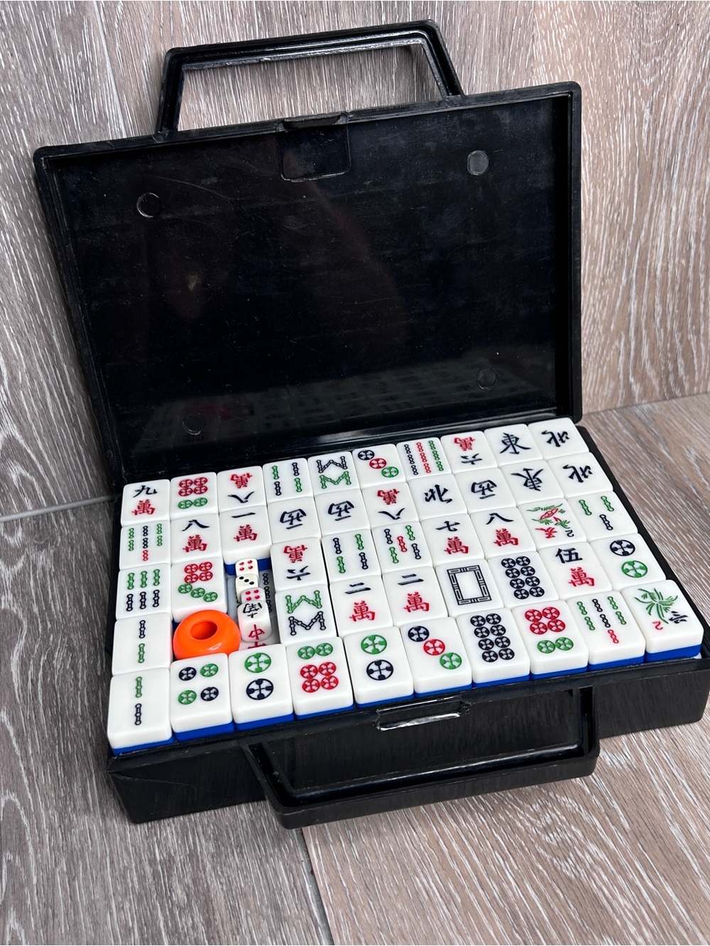Vintage Chinese Mahjong Set w/ Case – Complete Tile Set, Dice, Counters